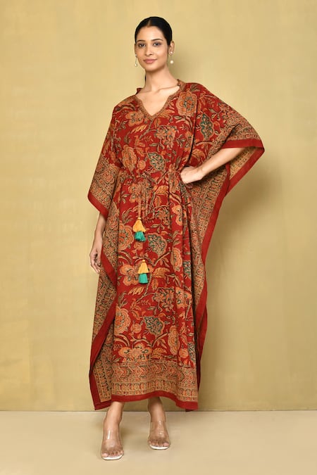 Samyukta Singhania Cotton Floral Hand Block Print Kaftan 