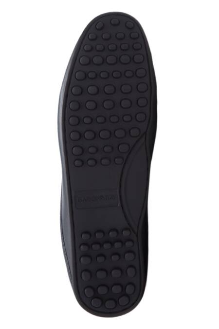 Shop_Baron & Bay_Black Plain Arno Woven Backless Loafers  _Online_at_Aza_Fashions