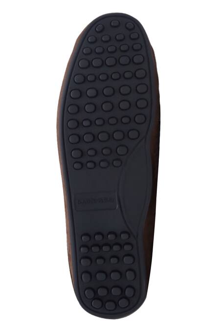 Buy_Baron & Bay_Brown Nubuck Backless Penny Loafers _Online_at_Aza_Fashions