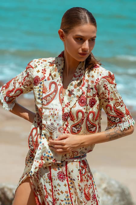 Pds By Sneha Wrap Skirt With Embroidered Jacket 