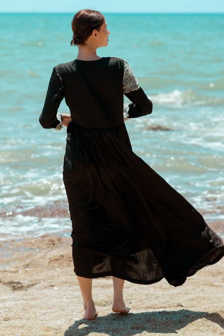 Pds By Sneha Bead Embroidered Midi Dress 