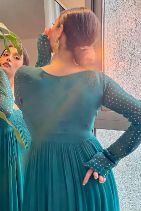 LABEL AISHWARYRIKA Elaine Chikankari Embroidered Yoke Anarkali 