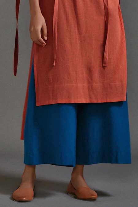 Shop_MATI_Orange Cotton Boat Neck High Low Tunic _Online_at_Aza_Fashions