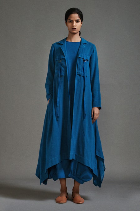 MATI Safari Koza Asymmetric Jacket With Side Cowl Draped Dress 