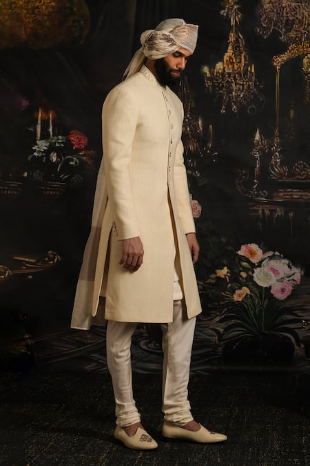 Punit Arora Handwoven Sherwani With Kurta Set 