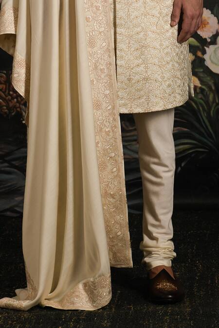 Punit Arora Pink Silk Embroidered Floral Sherwani Set Online at Aza Fashions Punit Arora_Pink Silk Embroidered Floral Sherwani Set _Online_at_Aza_Fashions