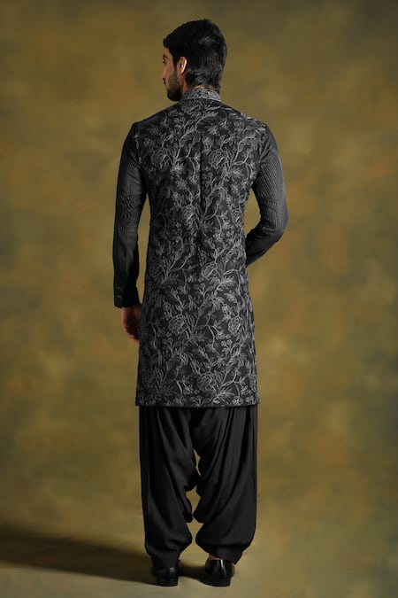 Punit Arora Floral Thread Embroidered Kurta Salwar Set 