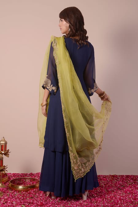 Surabhi Arya Floral Embroidered Angrakha Sharara Set 