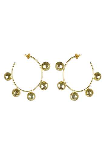 Buy_Varnika Arora_Gold Plated Glitter Disco Ball Textured Hoops _Online_at_Aza_Fashions