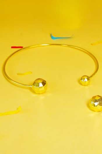 Shop Varnika Arora Gold Plated Disco Ball Textured Choker at Aza Fashions Shop_Varnika Arora_Gold Plated Disco Ball Textured Choker _at_Aza_Fashions