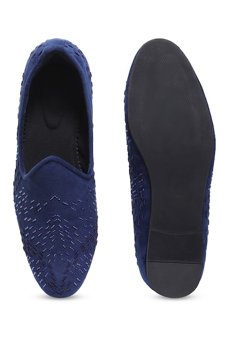 Asuka Navy Velvet Mojari with Embroidery 