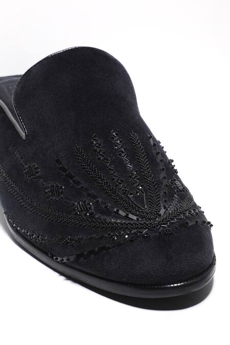 Buy Asuka Black Embroidery Velvet Symmetry Mules Online at Aza Fashions Buy_Asuka_Black Embroidery Velvet Symmetry Mules _Online_at_Aza_Fashions