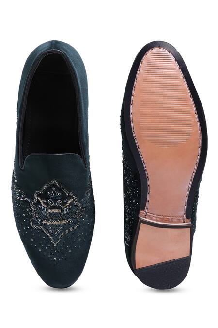 Asuka Emerald Dabka Embroidered Shoes 