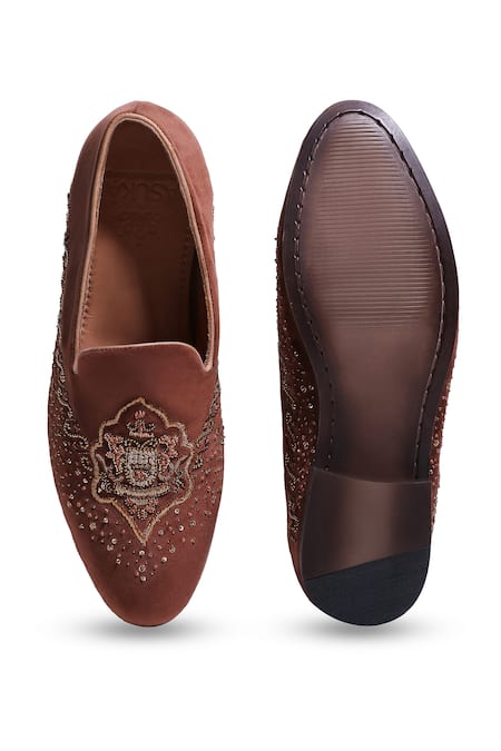 Asuka Cherry Velvet Embroidered Designer Shoes 