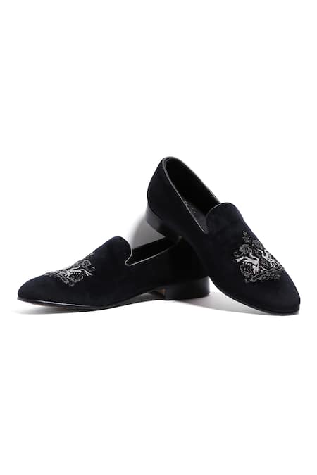 Black Italian Velvet Slip-On Shoe