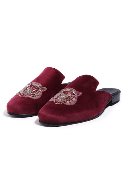 Asuka Tiger Embroidered Velvet Mules 