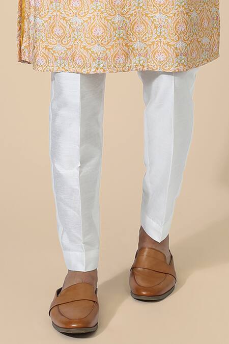 Chatenya Mittal_Orange Silk, Cotton Embroidery Thread Work Kurta Set _Online_at_Aza_Fashions