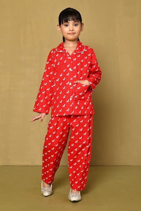 Samyukta Singhania Xmas Reindeers Print Night Suit Set 