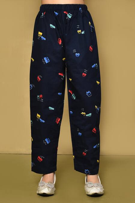 Buy_Petite Pomme_Blue Cotton Full Sleeve Vehicle Print Night Suit