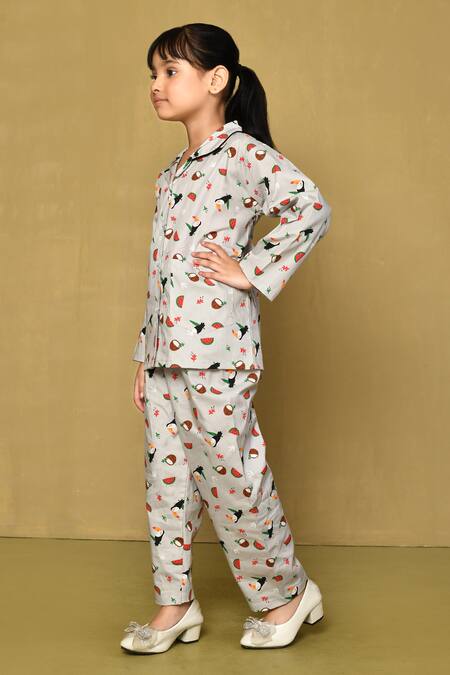 Shop_Petite Pomme_Grey Cotton Toucan Print Night Suit_Online_at_Aza_Fashions