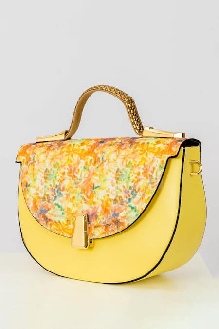 THE NICHE LABEL Yellow Embellished Summer Breeze Hand Bag 