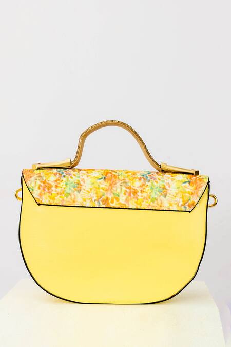 Shop_The Niche Label_Yellow Embellished Summer Breeze Hand Bag_at_Aza_Fashions