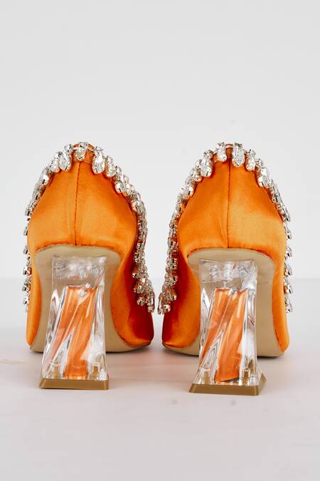 Buy_The Niche Label_Orange Stone Embellished Athena Heels_Online_at_Aza_Fashions