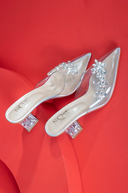The Niche Label_White Stone Embellished Bejewelled Pumps_Online_at_Aza_Fashions