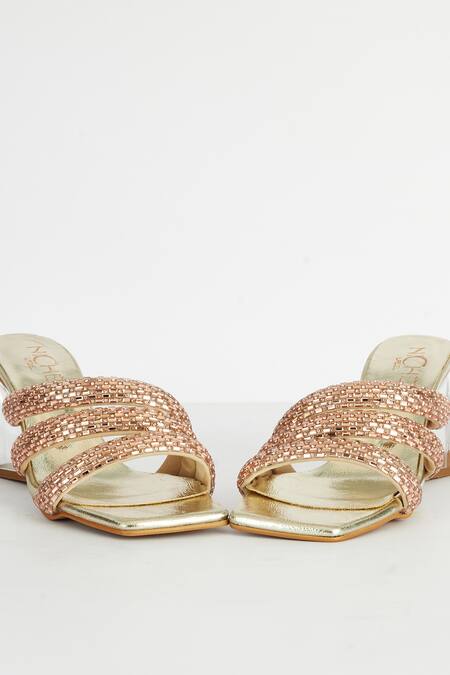 Shop_The Niche Label_Gold Stone Embellished Beyonce Heels_Online_at_Aza_Fashions
