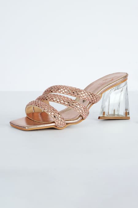 The Niche Label Beyonce Stone Embellished Flared Heels 