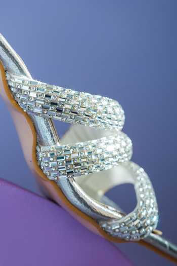Buy_The Niche Label_Silver Stone Embellished Beyonce Flared Heels