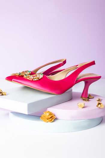 Buy_The Niche Label_Pink Stone Embellished Kitty Ko French Heels_Online_at_Aza_Fashions