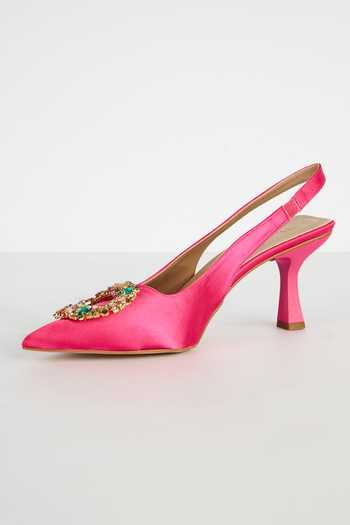 Shop_The Niche Label_Pink Stone Embellished Kitty Ko French Heels_Online_at_Aza_Fashions