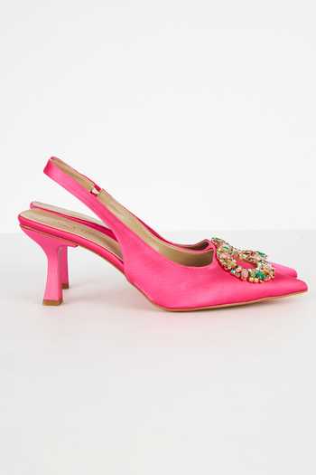 The Niche Label_Pink Stone Embellished Kitty Ko French Heels_at_Aza_Fashions