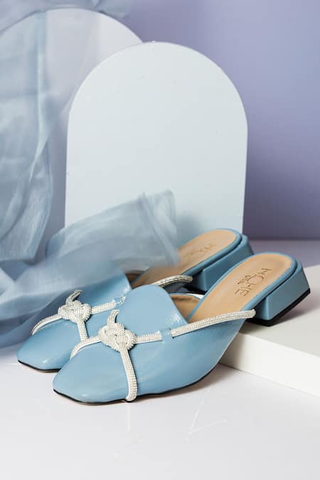 THE NICHE LABEL Maya Stone Embellished Cord Mules 