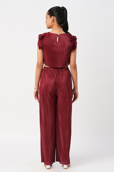Lil Drama Pleated Crop Top Pant Co-ord Set 