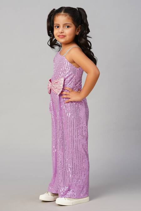 Lil Drama_Purple Silk Sequins Embellished Jumpsuit _Online_at_Aza_Fashions