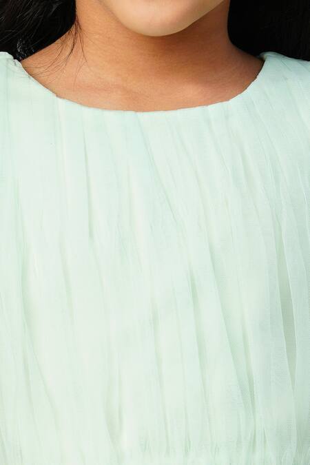 Shop_Lil Drama_Green Net Sequins Top With Embellished Skirt _Online_at_Aza_Fashions