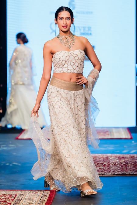 Shop Rina Dhaka Pink Net Sequins Sweetheart Neck Meadow Off Shoulder Blouse Lehenga Set at Aza Fashions Shop_Rina Dhaka_Pink Net Sequins Sweetheart Neck Meadow Off Shoulder Blouse Lehenga Set _at_Aza_Fashions