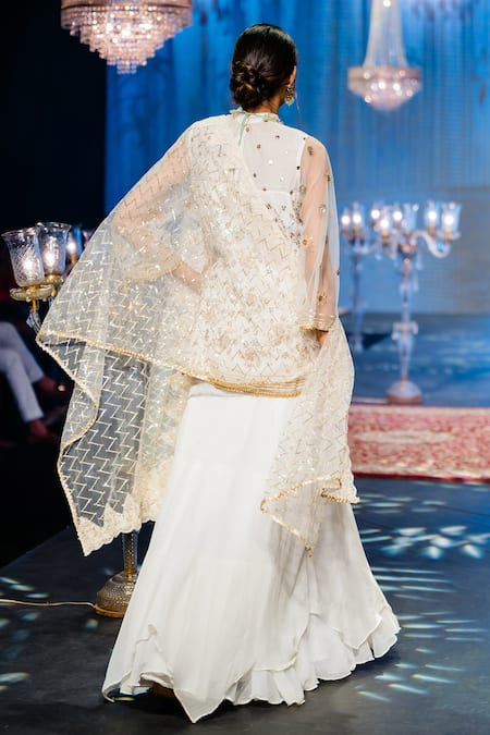 Rina Dhaka Mystic Periwinkle Embroidered Kurta Lehenga Set 