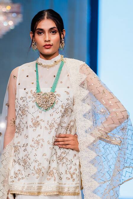 Buy Rina Dhaka Off White Net, Organza Sequins, Embroidery Mystic Periwinkle Kurta Lehenga Set Online at Aza Fashions Buy_Rina Dhaka_Off White Net, Organza Sequins, Embroidery Mystic Periwinkle Kurta Lehenga Set _Online_at_Aza_Fashions