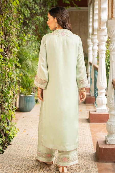 Ajiesh Oberoi Manya Blossom Embroidered Kurta Palazzo Set 