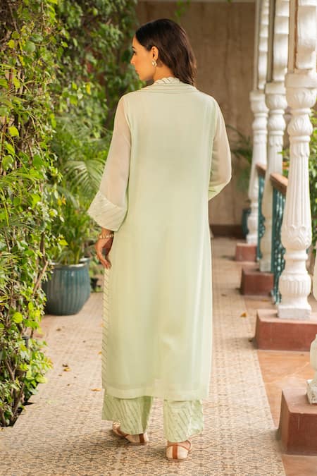 Ajiesh Oberoi Mehek Botanic Embroidered Kurta Palazzo Set 