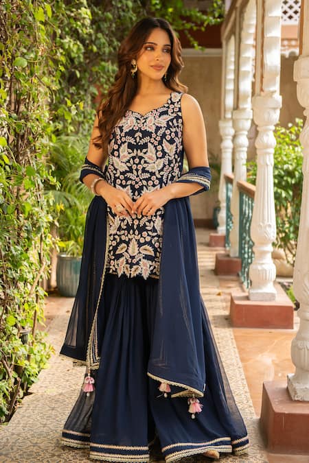 Ajiesh Oberoi Khwaab Floral Embroidered Kurta Gharara Set 
