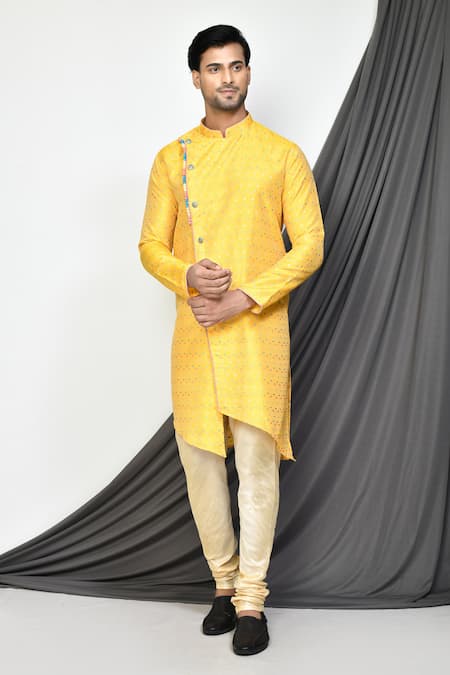 Arihant Rai Sinha Polka Pattern Jacquard Kurta Set 