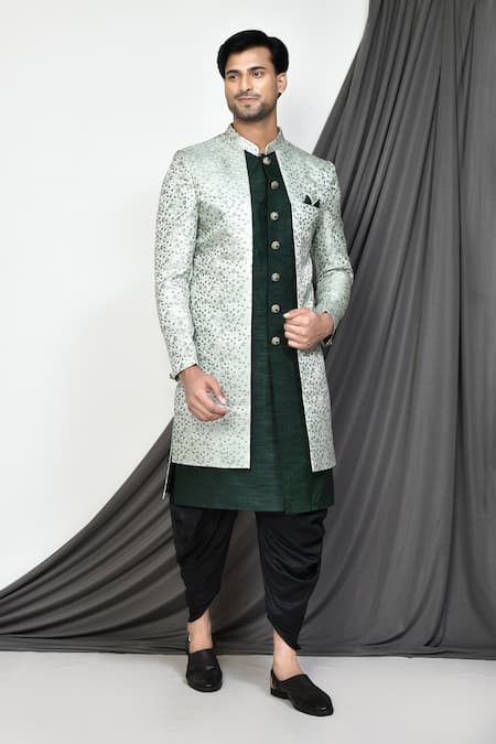 Arihant Rai Sinha Bloomy Jacquard Layered Sherwani With Dhoti Pant 