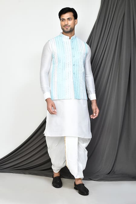 Arihant Rai Sinha Mirror Tikki Vine Embroidered Nehru Jacket Dhoti Pant Set 