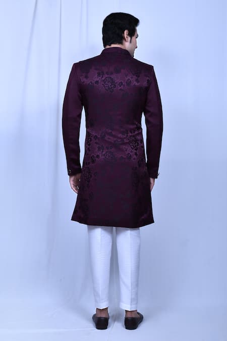 Arihant Rai Sinha Textured Sherwani Floral Print Sherwani Set 