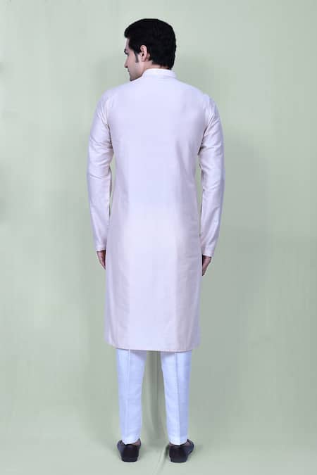 Shop_Arihant Rai Sinha_Cream Cotton, Silk Embroidery Thread Kurta And Pant Set _at_Aza_Fashions