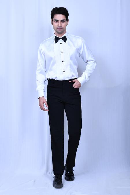 Arihant Rai Sinha_Black Terrycloth, Satin Sequins Embroidered Tuxedo Pant Set_Online_at_Aza_Fashions